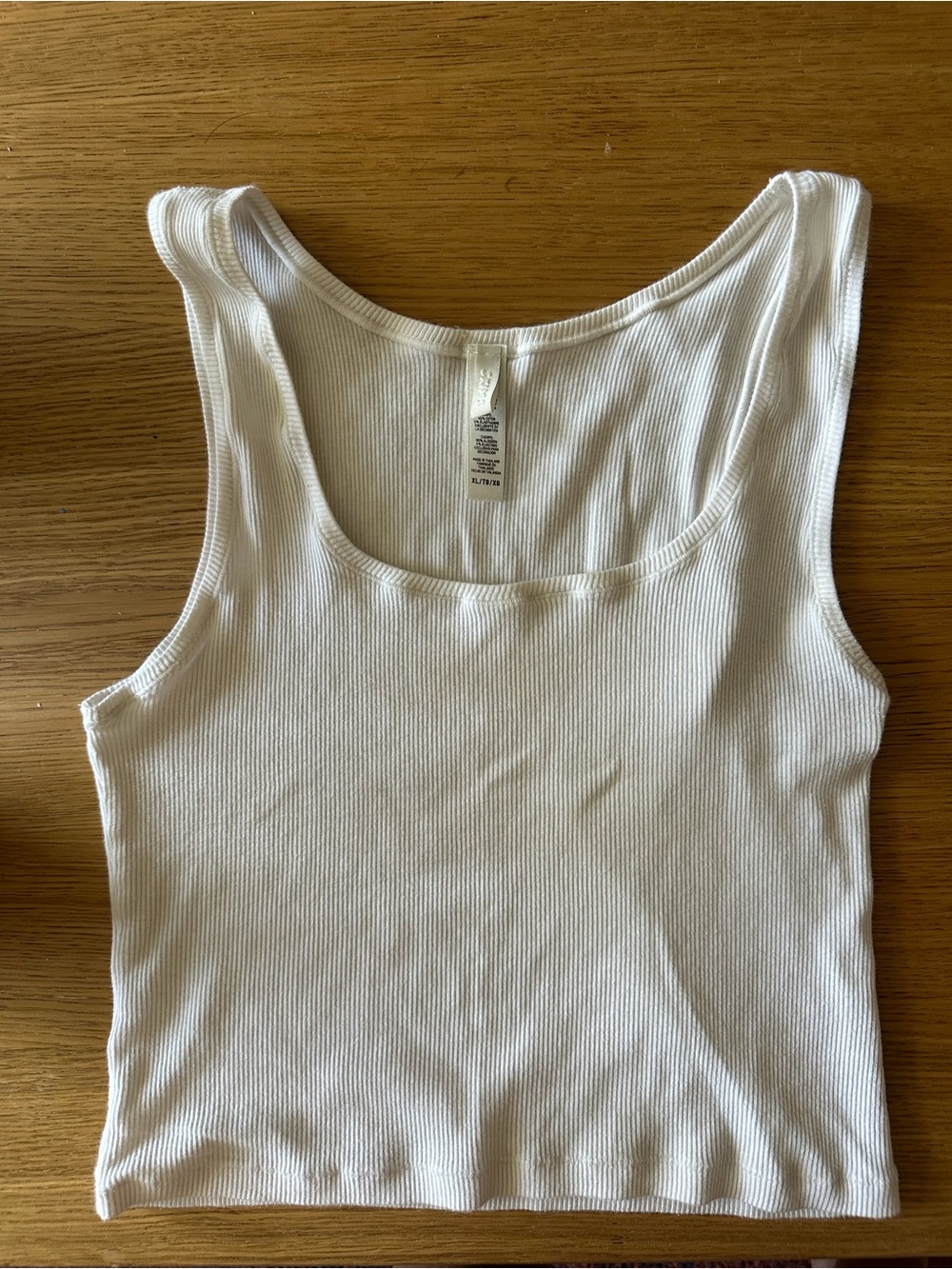 SKIMS White Ribbed Tank Crop Top color is Bone
